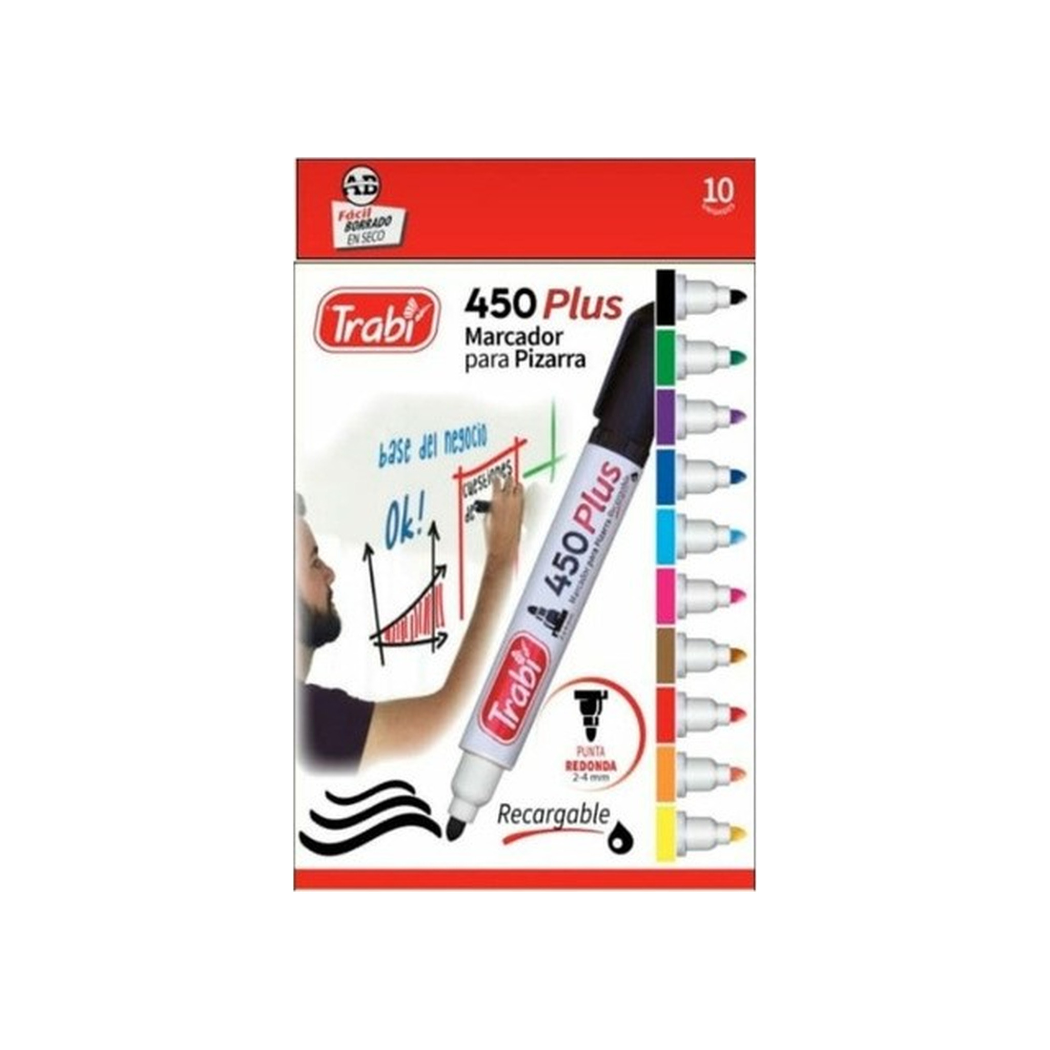 MARCADOR TRABI 450 PARA PIZARRA SURTIDO X10